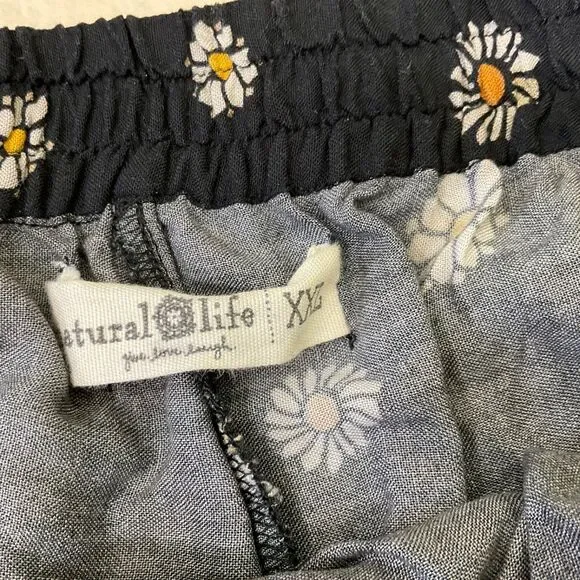 Natural Life Shorts XXL Floral Mushroom Boho Elastic Waist Pockets - Picture 4 of 11